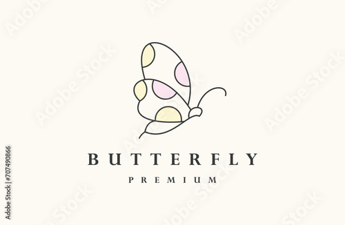 Butterfly Logo Design vector with Elegant linear style