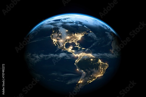 An image of Earth seen from space, clearly showing the division between the illuminated part and the part in darkness. This image would highlight the rotation of the Earth -  generative ai photo