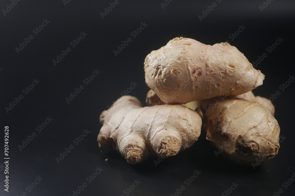 Close up of Gingers on black background 