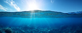 Mesmerizing sunlight over ocean split view, under and above water