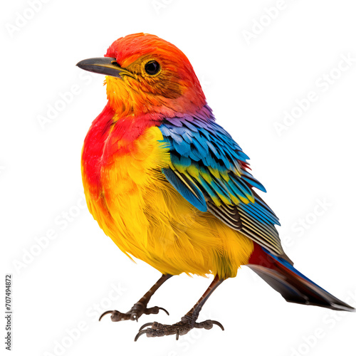 Vivid bird colors portrait isolated on white background