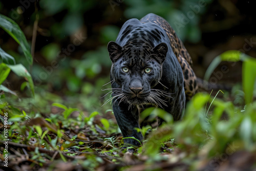 The Panther is crouched low  muscles tensed  as it prepares to pounce with unmatched precision