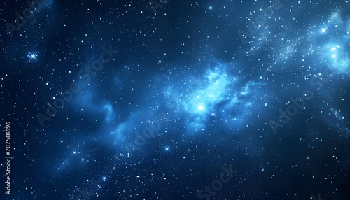 Night shining starry sky, blue space background with stars, cosmos © thiraphon