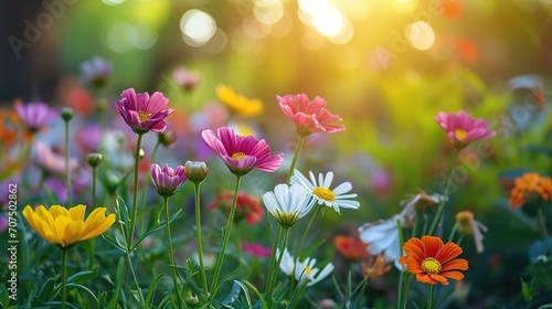 Garden flowers with copy space. natural background