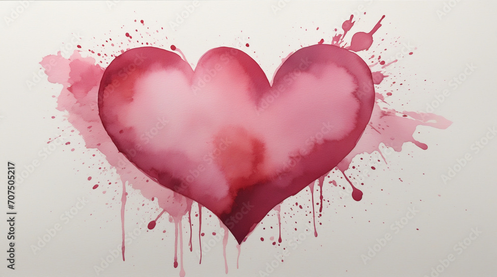 A heart shape drawn on a white background. shape of two hearts overlapping. illustration in watercolor style. Generative Ai A heart shape drawn on a white background. shape of two hearts overlapping. illustration in watercolor style. Generative Ai