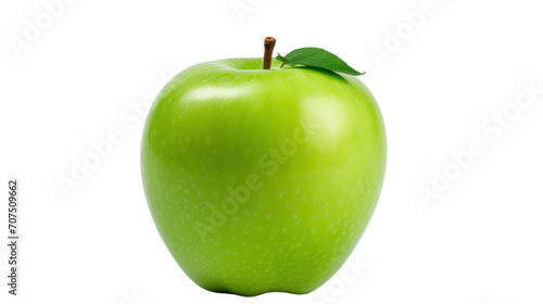 Green apple 1 with leaf isolated on white background, isolated on transparent and white background.PNG image.