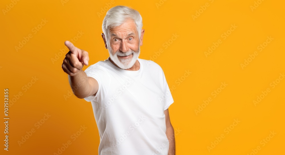Older Man With White Beard Pointing at Something