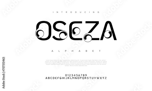 Oseza creative modern urban alphabet font. Digital abstract moslem, futuristic, fashion, sport, minimal technology typography. Simple numeric vector illustration