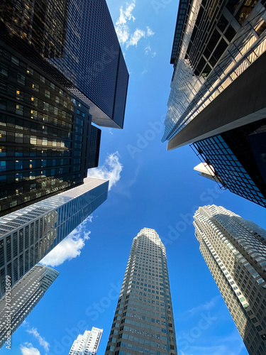 Low-angle view of skyscrapers in Toronto  Canada.