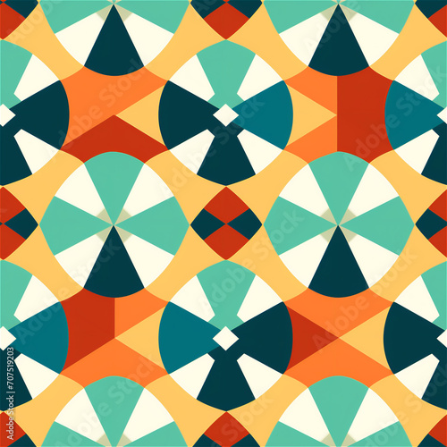 Seamless pattern : Citrus  and Teal Symmetry Pattern
