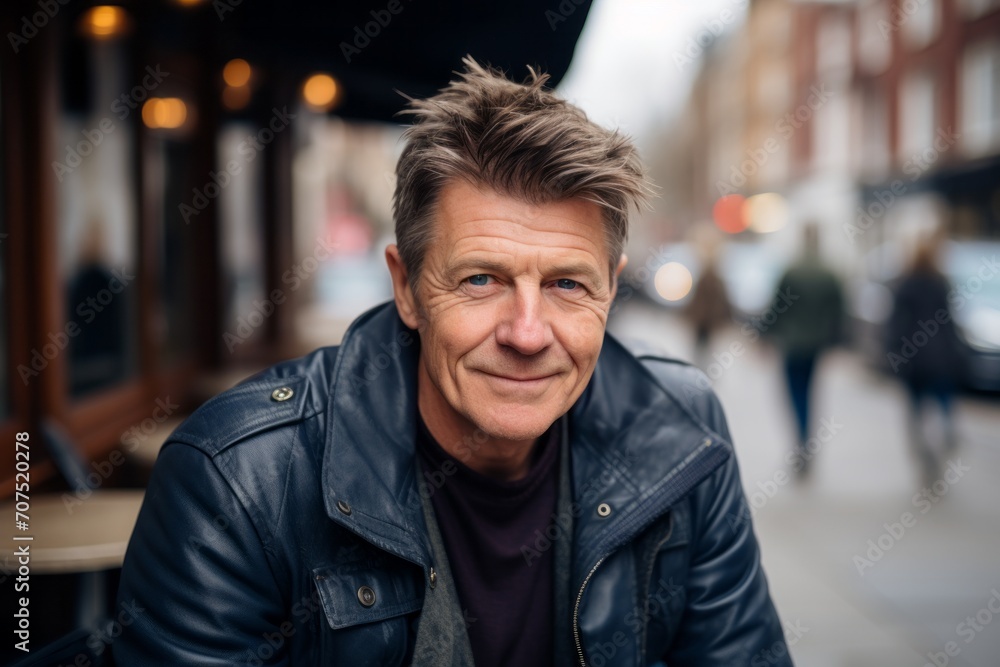 Portrait of a handsome middle-aged man in a city street Portrait of a handsome middle-aged man in a city street