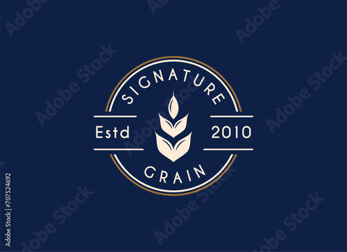 Simple and minimalist grain or wheat logo design. Brewery logo
