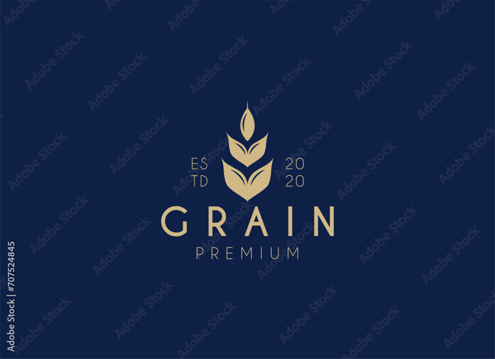 Simple and minimalist grain or wheat logo design. Brewery logo