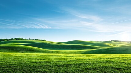 Summertime nature photo of lush green pastures and clear blue sky Explore Earth s beauty Copy 