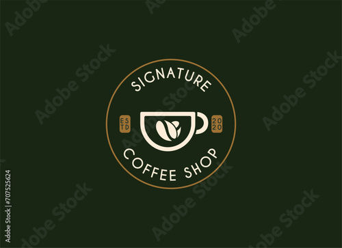Signature coffee shop logo. Vintage Coffee Shop Logo Design
