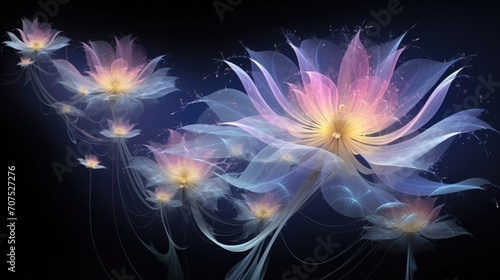 Ethereal artwork showcasing the growth and transformation of human extremities into beautiful blossoming flowers. photo