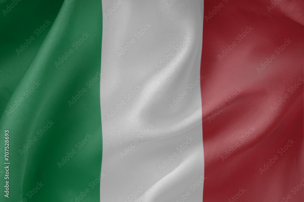 Italy  waving flag close up fabric texture background