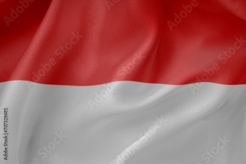  Indonesia waving flag close up fabric texture background