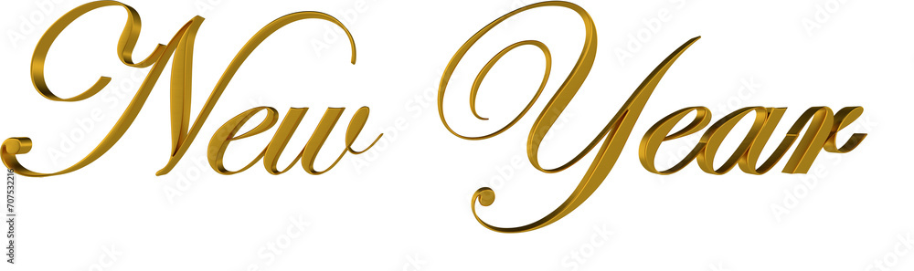Fototapeta premium New year gold text in 3d rendering isolated