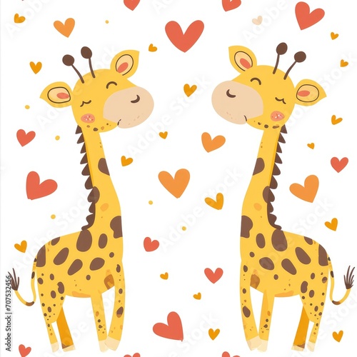 cute seamless pattern with giraffe couple decorated with heart love symbol