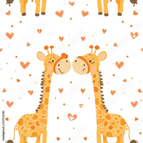 cute seamless pattern with giraffe couple decorated with heart love symbol