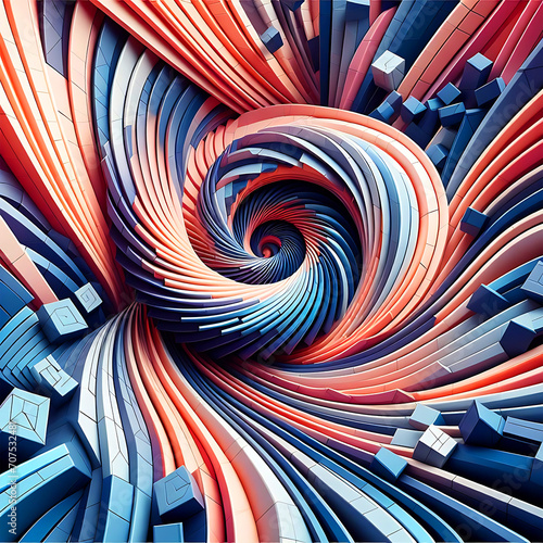 Colorful Abstract Twist Geometric Background- Generative AI © Husain