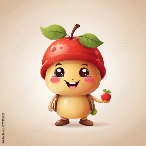 Cute Funny apple character isolated . Vector illustration.