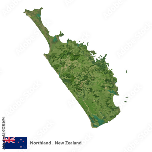 Northland, Region of New Zealand Topographic Map (EPS)