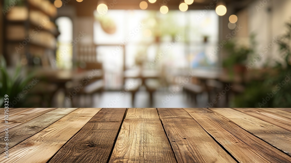 Wooden board empty table in front of blurred background Wooden board empty table in front of blurred background