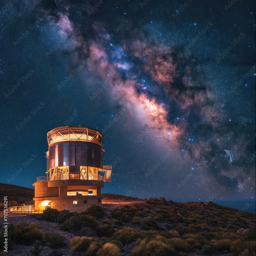 A high-altitude astronomical observatory with telescopes Star-gazing events And educational programs Symbolizing space exploration Scientific discovery And the mysteries of the cosmos