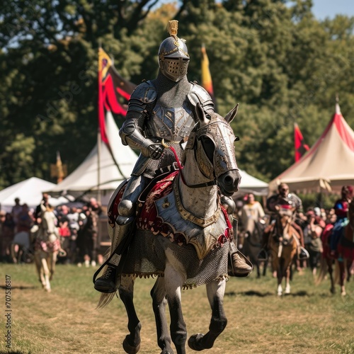 A grand medieval fair with knights in armor Jousting tournaments And historical reenactments Capturing the spirit of the middle ages Chivalry And historical celebration