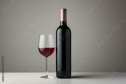 An isolated bottle of wine on a neutral background for presentation purposes. Generative AI
