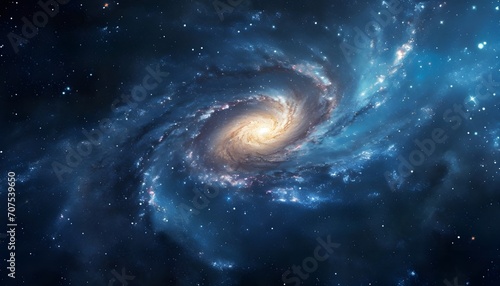Galaxy on background of deep blue cosmos