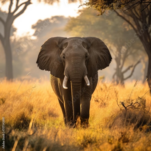 Majestic elephant strolling through a sunlit clearing © Jelena