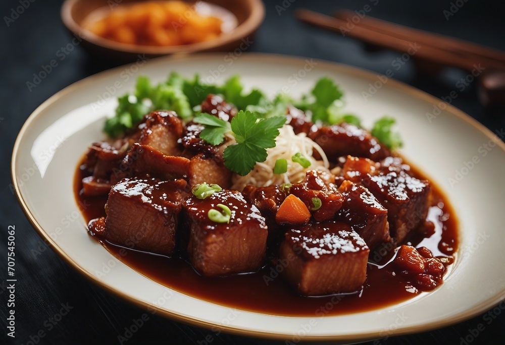 Chinese main course Hong Shao Rou Red braised Pork this dish is made by slowly braising pork belly Chinese main course Hong Shao Rou Red braised Pork this dish is made by slowly braising pork belly