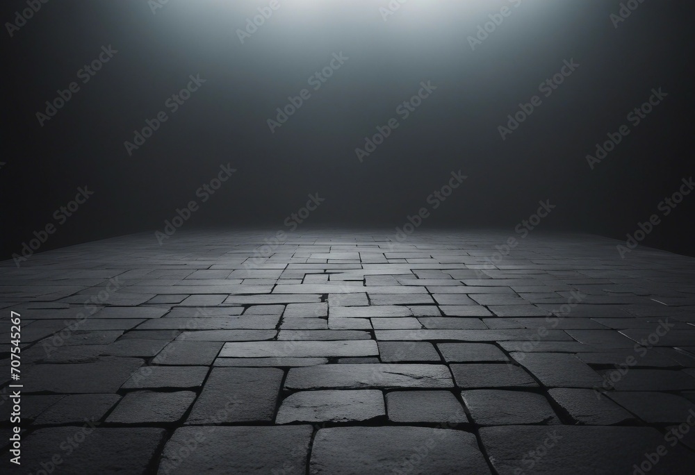 Empty black stone floor in the dark with fog background High quality photo Empty black stone floor in the dark with fog background High quality photo