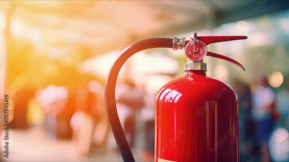 Closeup of a fire extinguisher, a necessary item for any emergency preparedness kit. Closeup of a fire extinguisher, a necessary item for any emergency preparedness kit.