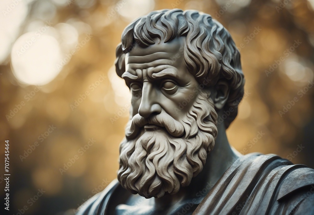 Illustration of the sculpture of Aristotle The Greek philosopher Aristotle is a central figure