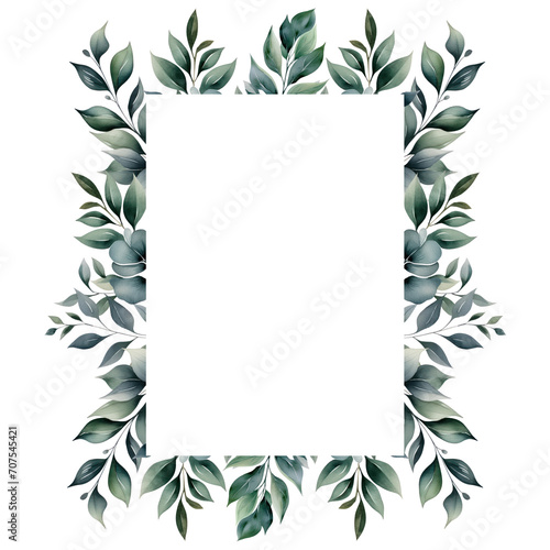 Watercolor Leaves Border Frame