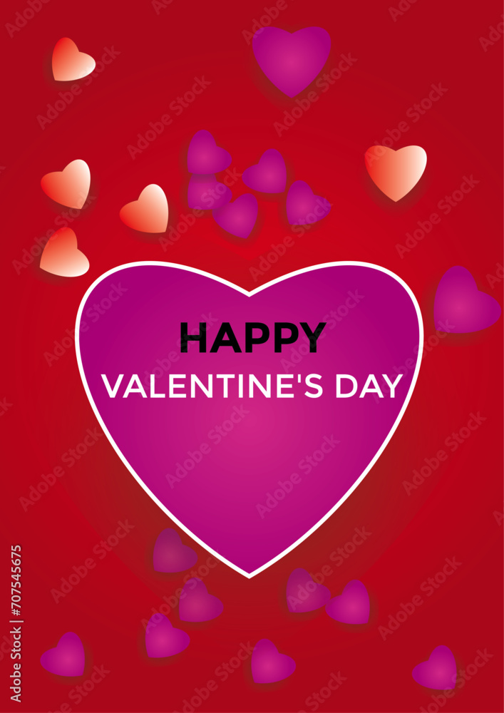 Valentine's Day greeting card with pink hearts. Happy Valentine's Day banner. I love decorative concept designs on a white background