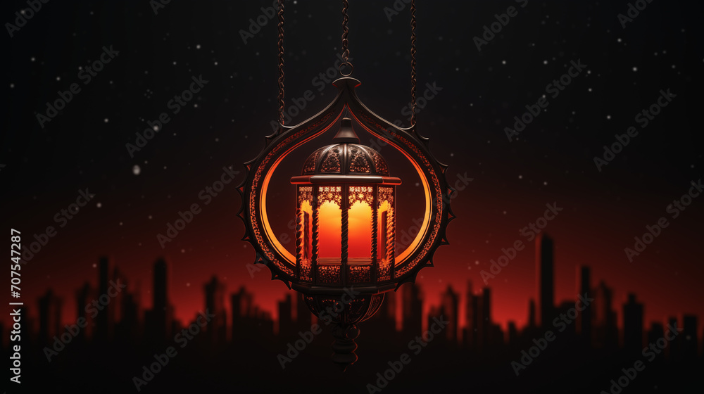  Hanging lanterns Islamic. red background