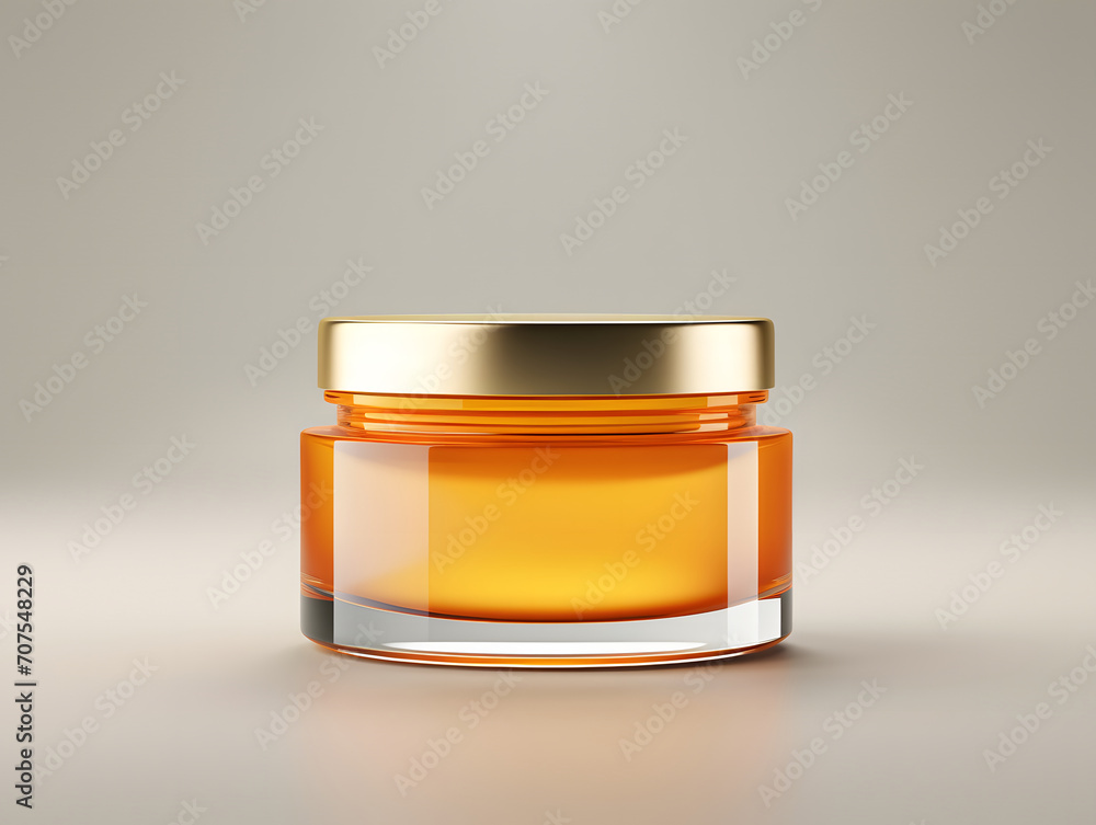 3D Amber Glass Cosmetic Jar Mockup with isolated background 3D Amber Glass Cosmetic Jar Mockup with isolated background