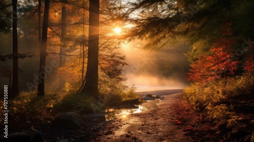 a stream running through a forest with rocks and trees