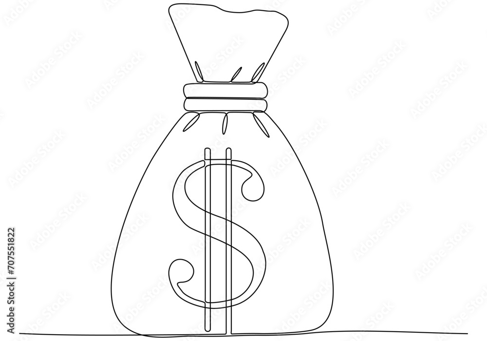Continuous single line isolated vector object image, dollar sign Continuous single line isolated vector object image, dollar sign