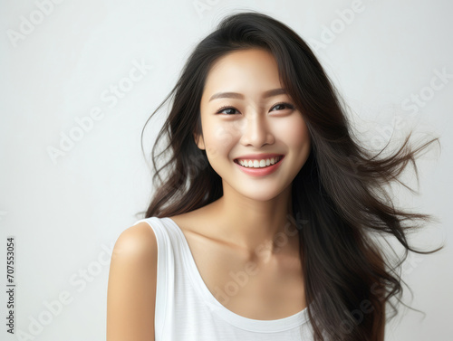 Woman female attractive happy person hair beauty young adult model portrait