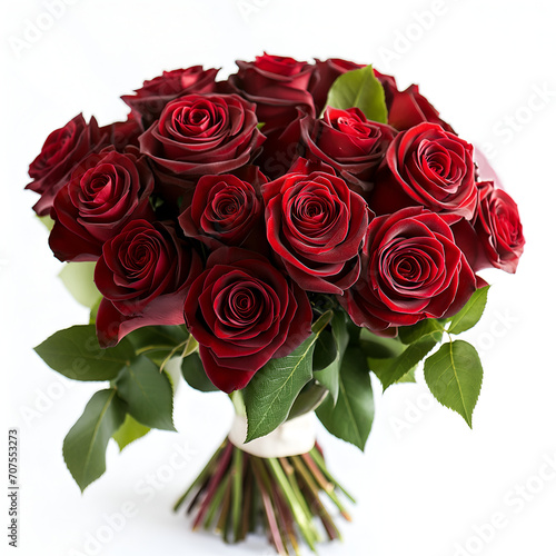 bouquet of red roses isolated on white background  for valentine s day.