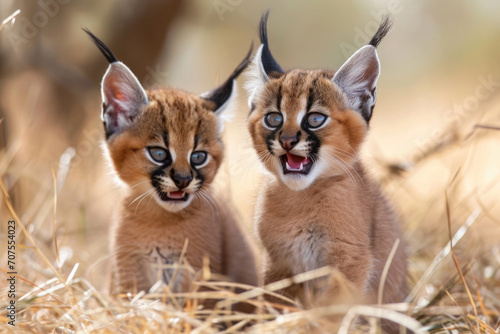 Playful Caracal kittens