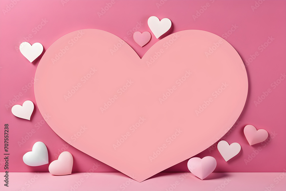 Hearts Adorning a Soft Pink Backdrop. blank. Generative AI