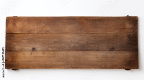 The blank rustic wooden sign board on white background. ready for banner or copy space photo