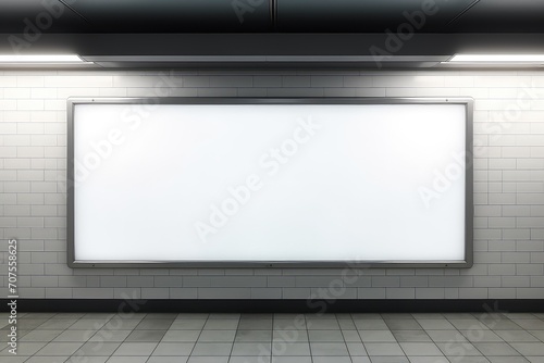 White blanket billboard mockup in a subway station